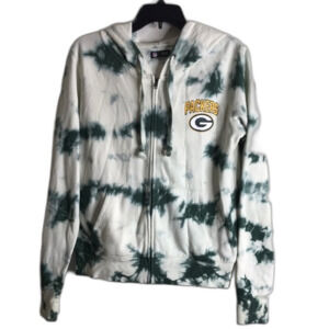 NFL team apparel green tie dye Green Bay packers footballs zip up hoodie jacket